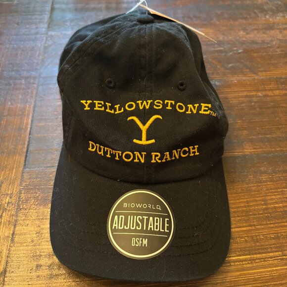 BIOWORLD Adjustable Yellowstone Dutton Ranch Logo Black Baseball Cap Hat ~ NWT - Picture 1 of 3